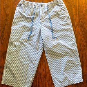 Blue and white Capri pants
